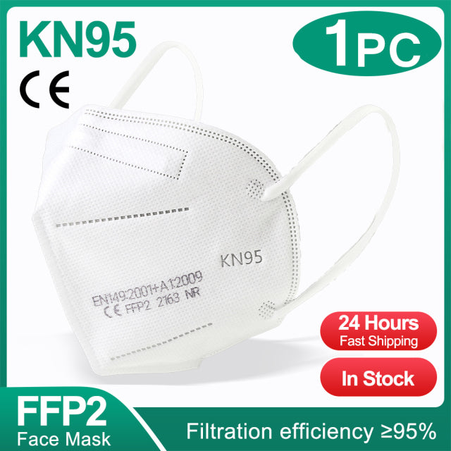 1-100PCS KN95 Masques ffp2mask 5 Couches Bouche Masque FFP2 KN95 Respirateur FPP2 Masque FFP 2 Protecteur Mascarillas Masken CE