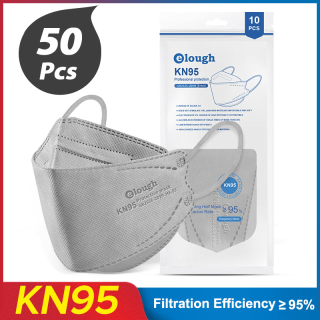 Elough – masque facial FFP2 pour adulte, plusieurs couleurs, à 4 plis, KN95