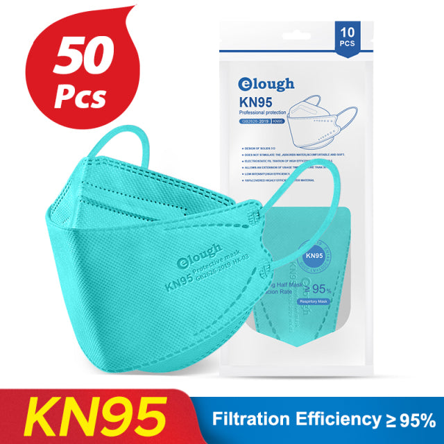 Elough – masque facial FFP2 pour adulte, plusieurs couleurs, à 4 plis, KN95