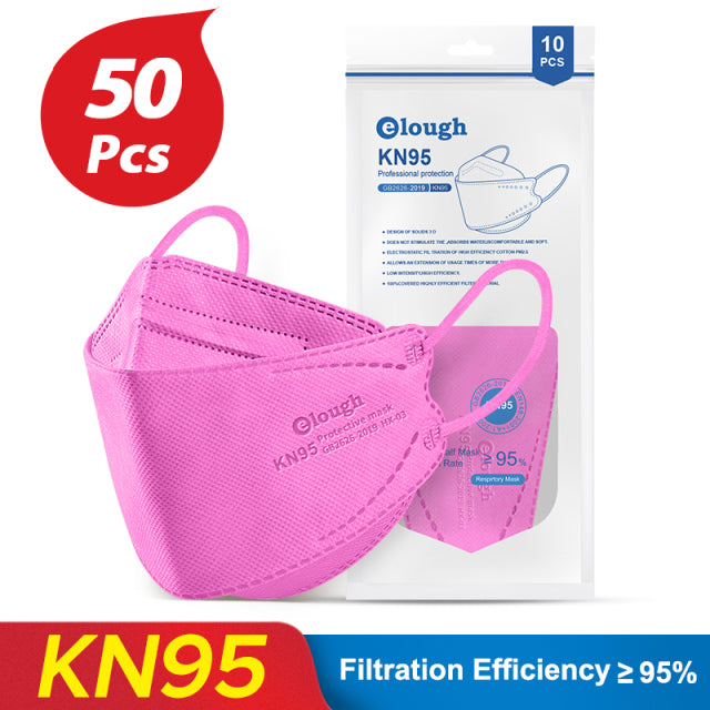 Elough – masque facial FFP2 pour adulte, plusieurs couleurs, à 4 plis, KN95
