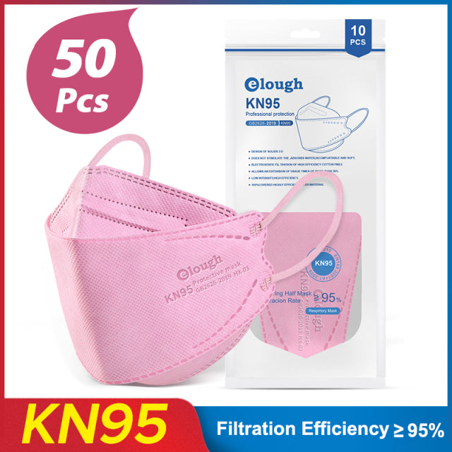 Elough – masque facial FFP2 pour adulte, plusieurs couleurs, à 4 plis, KN95