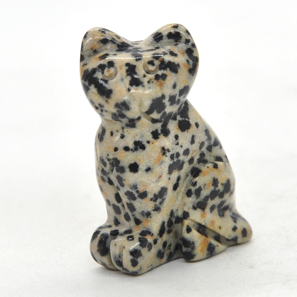 1.5" Cat Statue Natural Gemstone Carving Healing Crystal Animals Figurines Reiki Stones Decoration Wholesale