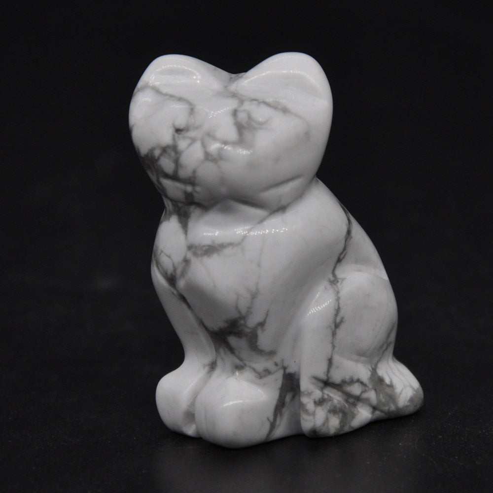 1.5" Cat Statue Natural Gemstone Carving Healing Crystal Animals Figurines Reiki Stones Decoration Wholesale