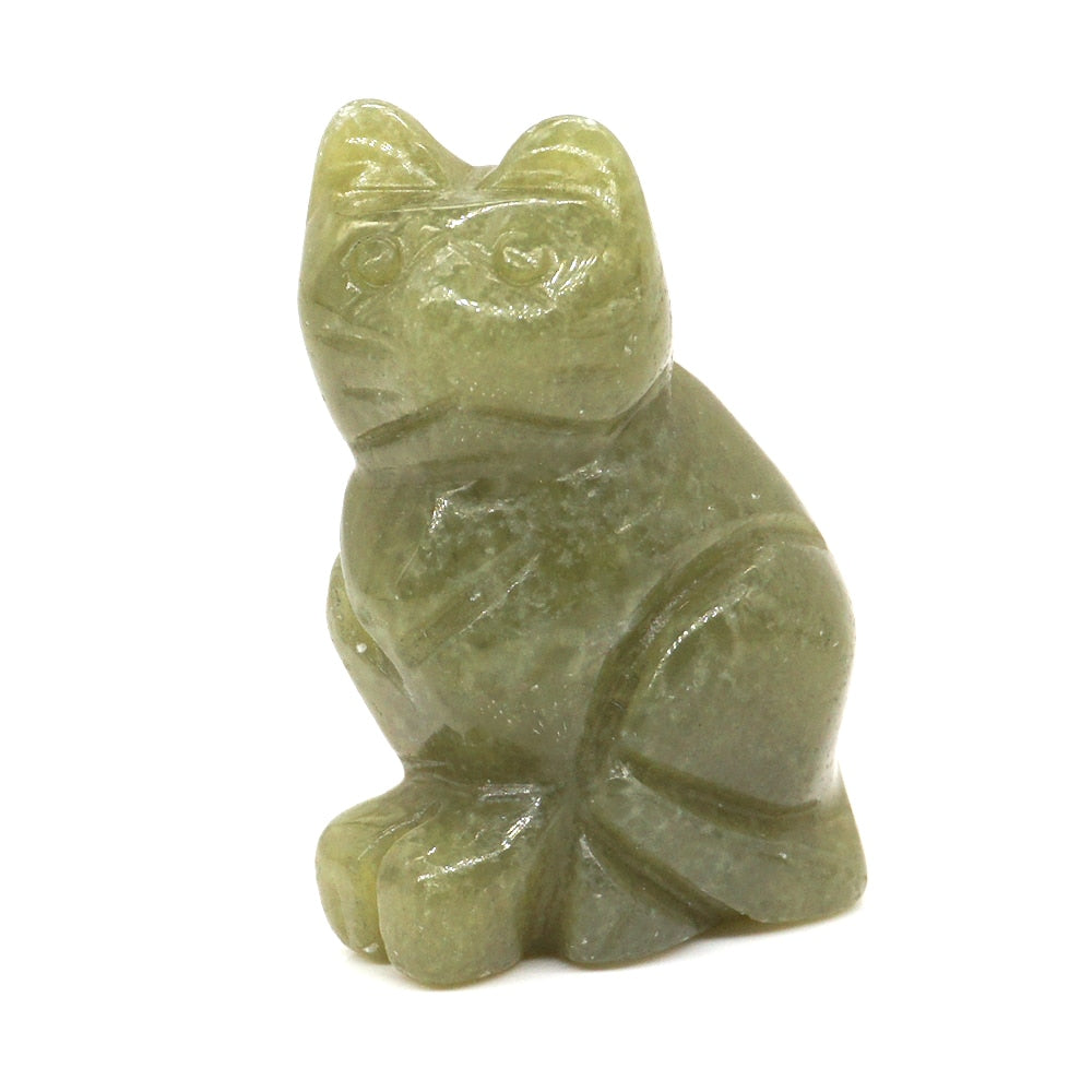1.5" Cat Statue Natural Gemstone Carving Healing Crystal Animals Figurines Reiki Stones Decoration Wholesale