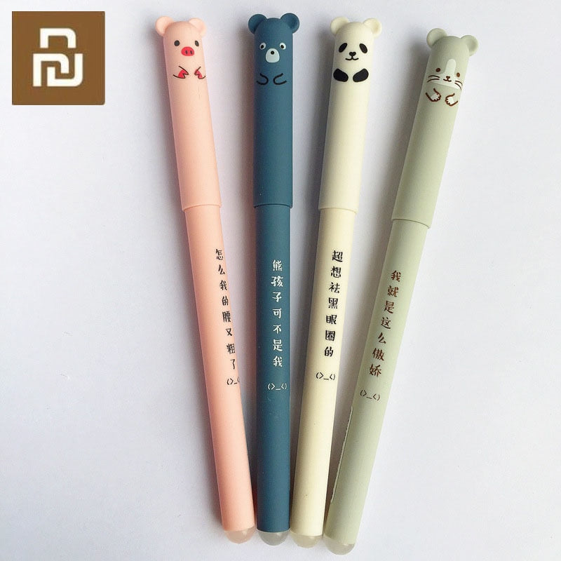 Xiaomi Cartoon Animals Erasable Pen 0.35mm Cute Panda Cat Magic Pens Gel Pens for School Writing Novelty Stationery Girls Gifts