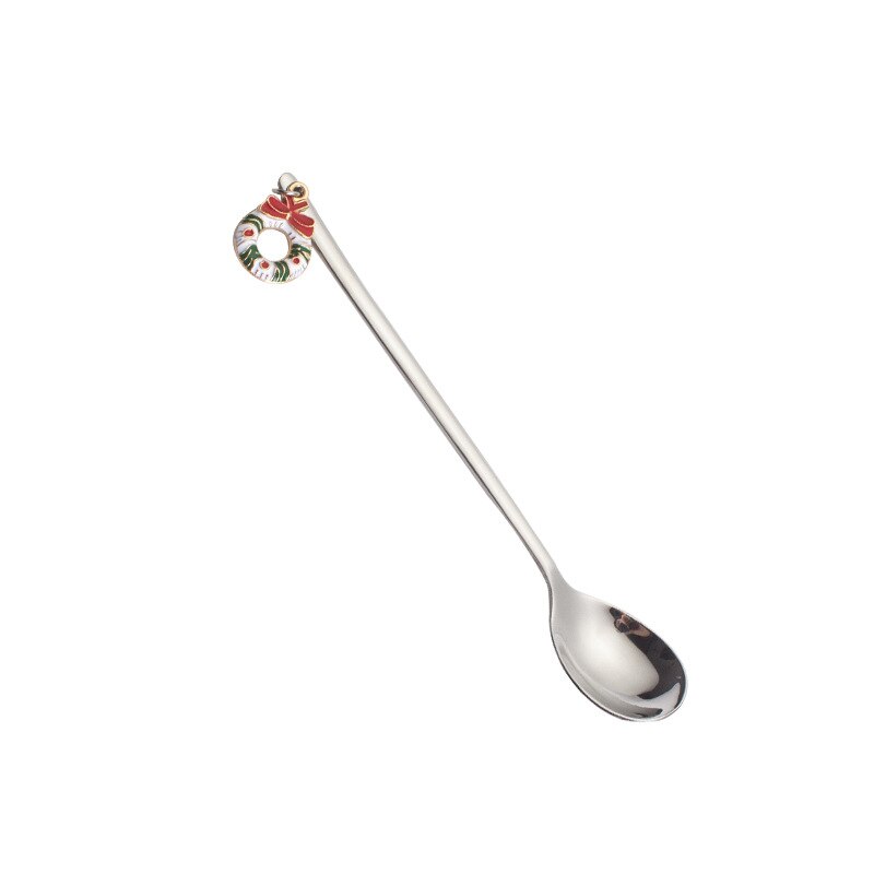 Christmas Decorations Christmas Stainless Spoon New Year 2021 Xmas Party Table Ornaments Coffee Spoon For Home Navidad Noel Gift