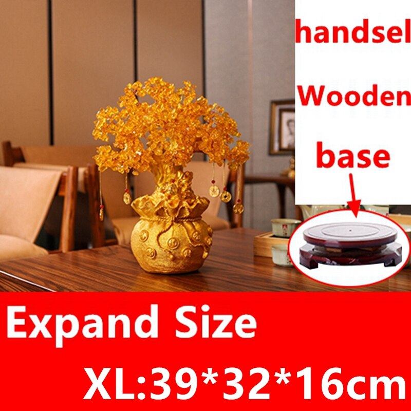 4 Size Resin Citrine Feng Shui Money Tree Lucky Tree Home Decoration Ornaments Festival Holiday Gifts Bring Wealth