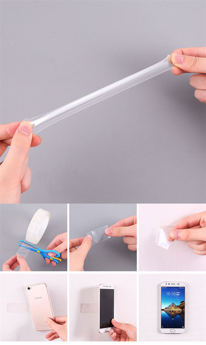Monster Tape Waterproof Wall Stickers Reusable Heat Resistant Bathroom Home Decoration Tapes Transparent Double Sided Nano Tape