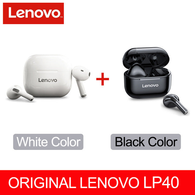 Lenovo – écouteurs sans fil LP40 TWS bluetooth 5.0, double stéréo, réduction du bruit, commande tactile, basses, longue durée de veille, nouveau, originaux