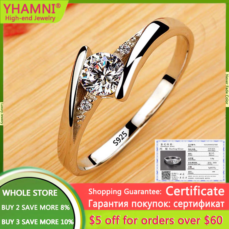 Petite bague ronde en pierre de Zircon pour femmes, jolie bague Vintage en argent Sterling 925, bijoux de mariage en cristal, promesse de fiançailles pour femmes
