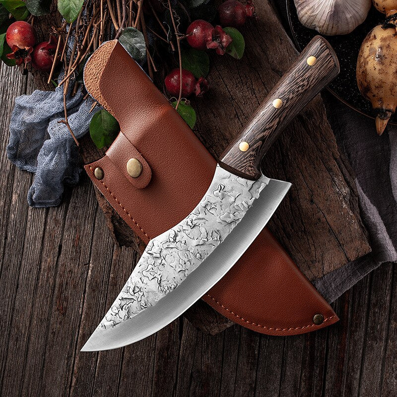Cooking Boning Knife Kitchen Meat Cleaver Japanese High Carbon Steel Knife Handmade Chef Butcher Kitchen Knife & Protective Case