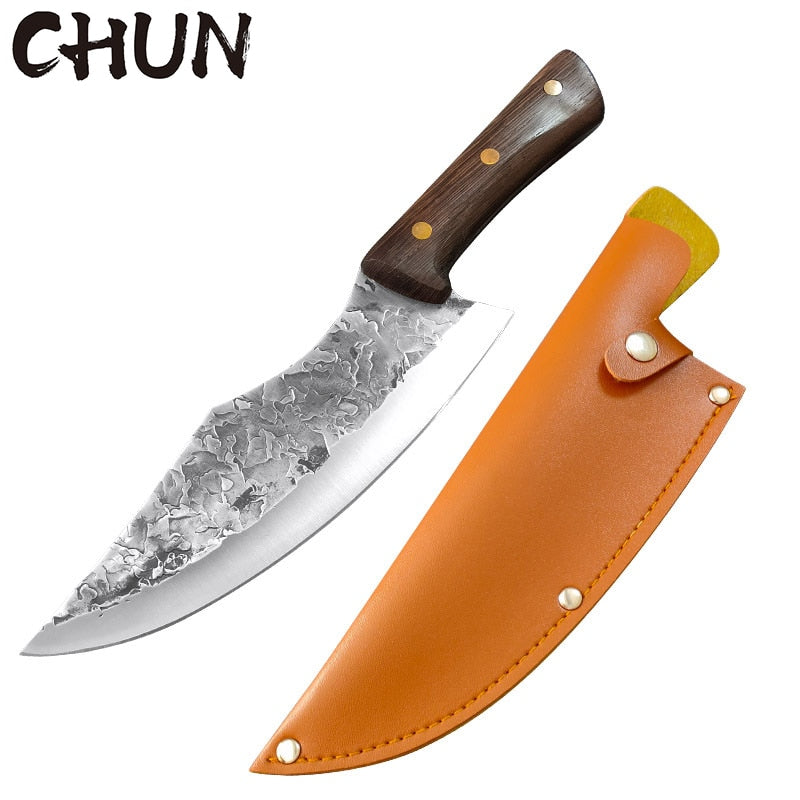 Cooking Boning Knife Kitchen Meat Cleaver Japanese High Carbon Steel Knife Handmade Chef Butcher Kitchen Knife & Protective Case