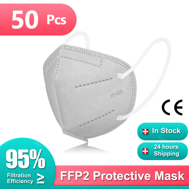 1-100PCS KN95 Masques ffp2mask 5 Couches Bouche Masque FFP2 KN95 Respirateur FPP2 Masque FFP 2 Protecteur Mascarillas Masken CE
