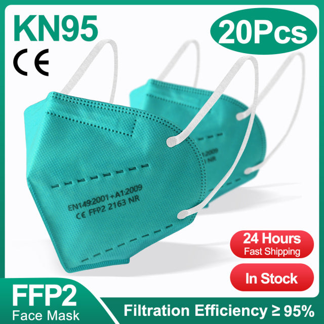 1-100PCS KN95 Masques ffp2mask 5 Couches Bouche Masque FFP2 KN95 Respirateur FPP2 Masque FFP 2 Protecteur Mascarillas Masken CE