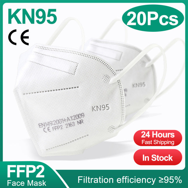 1-100PCS KN95 Masques ffp2mask 5 Couches Bouche Masque FFP2 KN95 Respirateur FPP2 Masque FFP 2 Protecteur Mascarillas Masken CE