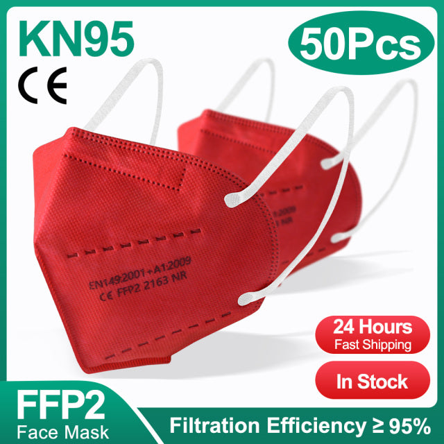 1-100PCS KN95 Masques ffp2mask 5 Couches Bouche Masque FFP2 KN95 Respirateur FPP2 Masque FFP 2 Protecteur Mascarillas Masken CE