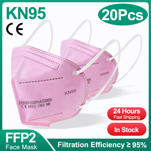 1-100PCS KN95 Masques ffp2mask 5 Couches Bouche Masque FFP2 KN95 Respirateur FPP2 Masque FFP 2 Protecteur Mascarillas Masken CE