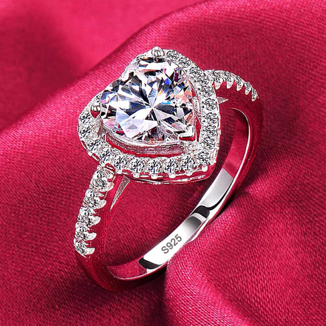 Bagues en or blanc 18 carats pour femmes, bague en zircone, diamant, Solitaire, coupe ronde, bijou de mariée, fiançailles