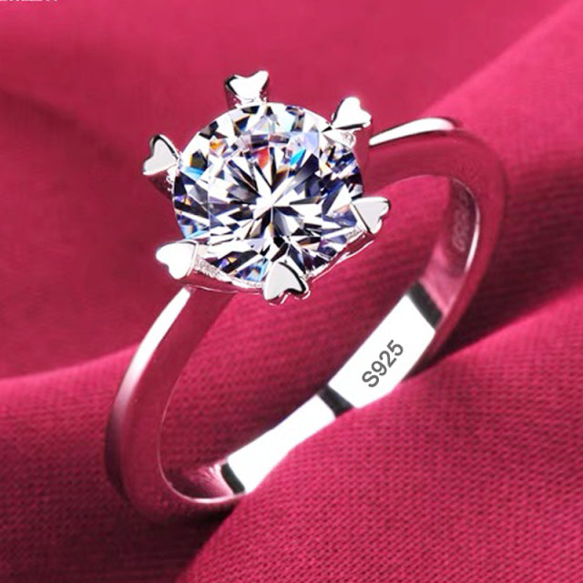 Bagues en or blanc 18 carats pour femmes, bague en zircone, diamant, Solitaire, coupe ronde, bijou de mariée, fiançailles