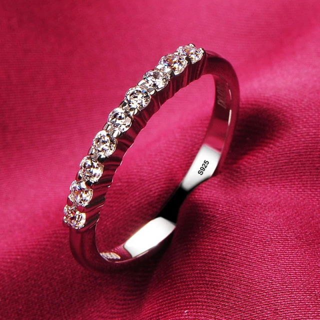 Bagues en or blanc 18 carats pour femmes, bague en zircone, diamant, Solitaire, coupe ronde, bijou de mariée, fiançailles