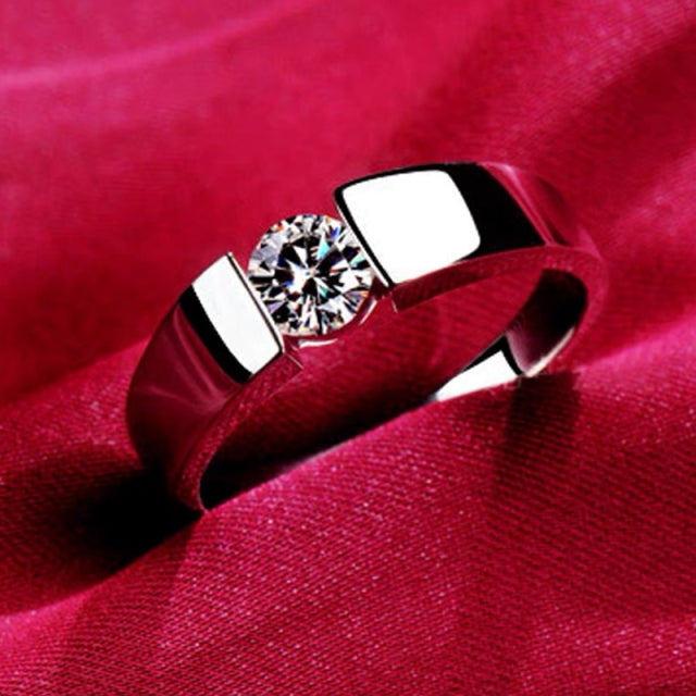 Bagues en or blanc 18 carats pour femmes, bague en zircone, diamant, Solitaire, coupe ronde, bijou de mariée, fiançailles