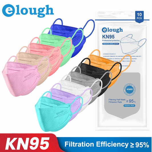 Elough – masque facial FFP2 pour adulte, plusieurs couleurs, à 4 plis, KN95