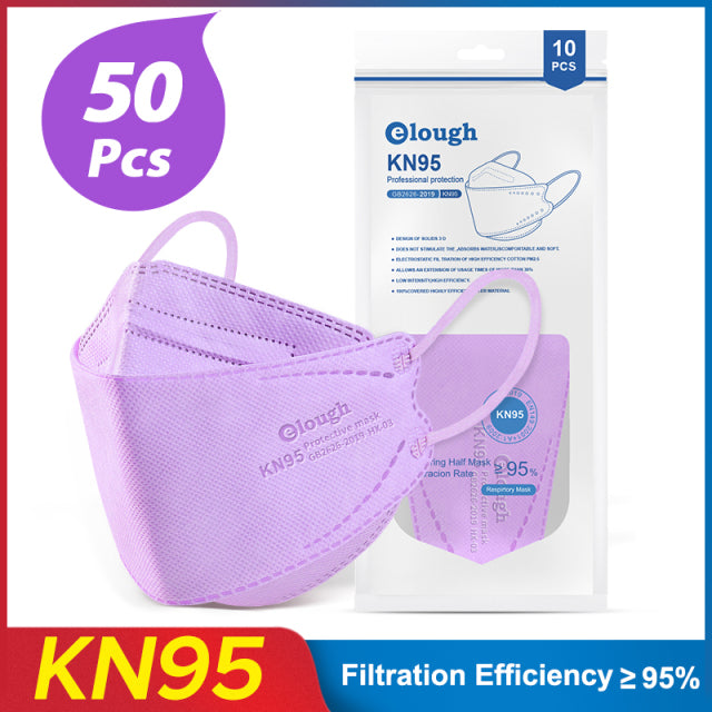 Elough – masque facial FFP2 pour adulte, plusieurs couleurs, à 4 plis, KN95