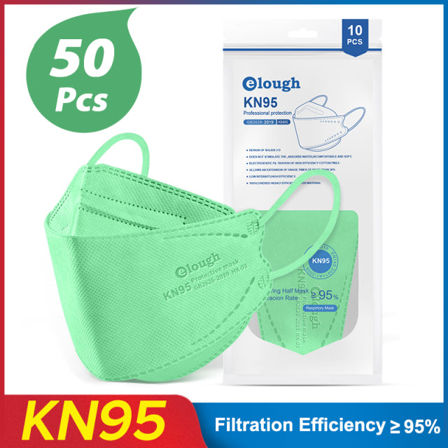 Elough – masque facial FFP2 pour adulte, plusieurs couleurs, à 4 plis, KN95