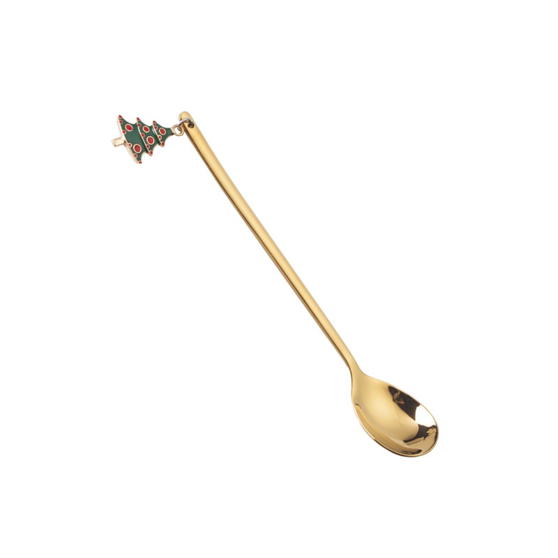 Christmas Decorations Christmas Stainless Spoon New Year 2021 Xmas Party Table Ornaments Coffee Spoon For Home Navidad Noel Gift