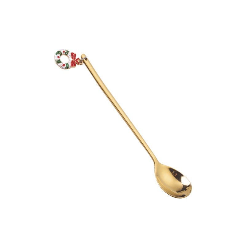Christmas Decorations Christmas Stainless Spoon New Year 2021 Xmas Party Table Ornaments Coffee Spoon For Home Navidad Noel Gift