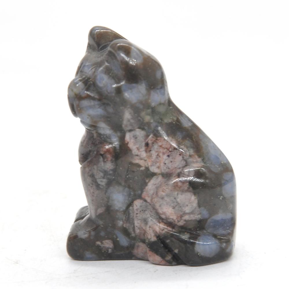 1.5&quot; Cat Statue Natural Gemstone Carving Healing Crystal Animals Figurines Reiki Stones Decoration Wholesale