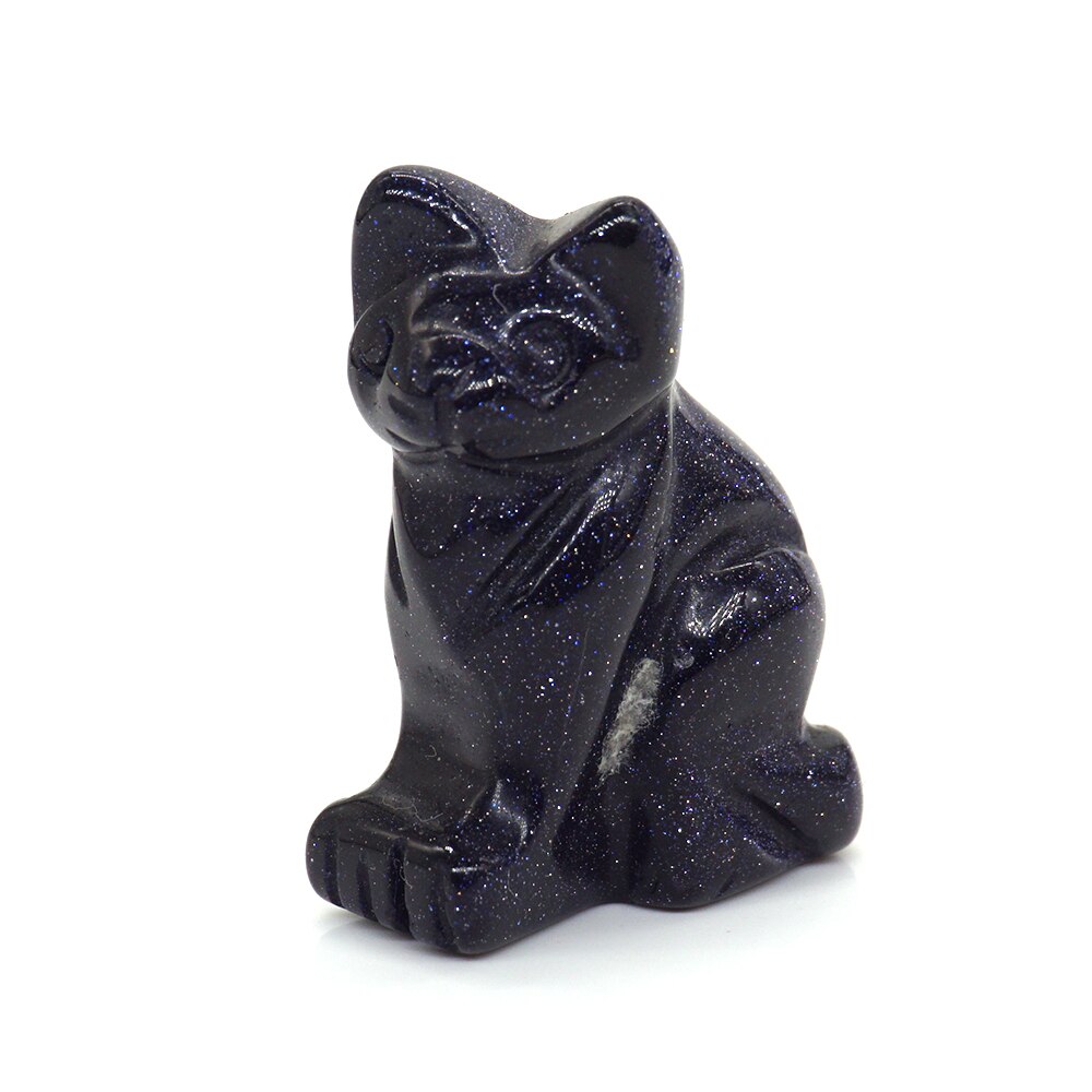 1.5&quot; Cat Statue Natural Gemstone Carving Healing Crystal Animals Figurines Reiki Stones Decoration Wholesale