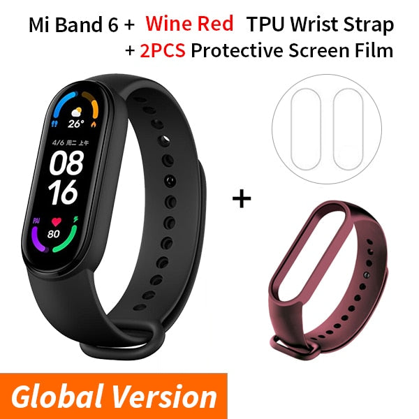 Xiaomi Mi Band 6 Smart Bracelet 1.56 AMOLED Display Blood Oxygen Fitness Traker Heart Rate Bluetooth Waterproof Miband 6