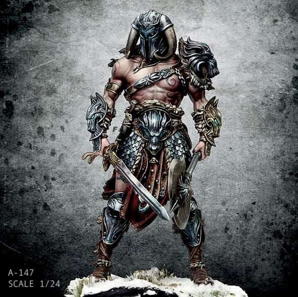 1/24 75MM Resin Figure Kits Nordic Dragon Slayer (Double head) self-assembled A-147
