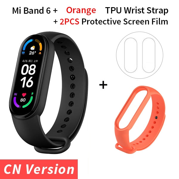 Xiaomi Mi Band 6 Smart Bracelet 1.56 AMOLED Display Blood Oxygen Fitness Traker Heart Rate Bluetooth Waterproof Miband 6