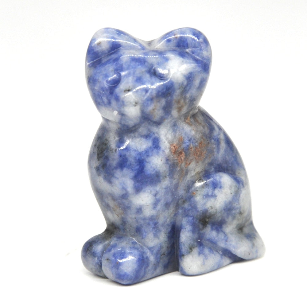 1.5&quot; Cat Statue Natural Gemstone Carving Healing Crystal Animals Figurines Reiki Stones Decoration Wholesale