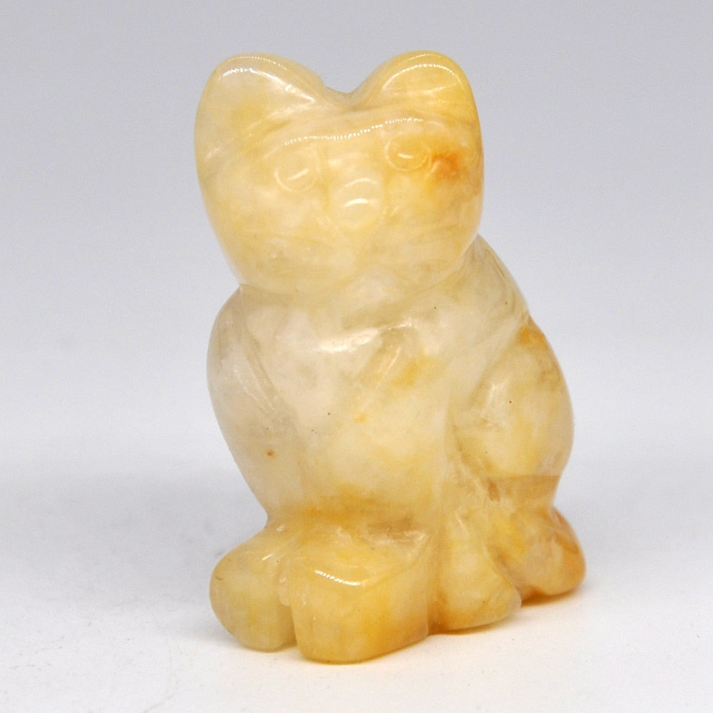 1.5&quot; Cat Statue Natural Gemstone Carving Healing Crystal Animals Figurines Reiki Stones Decoration Wholesale