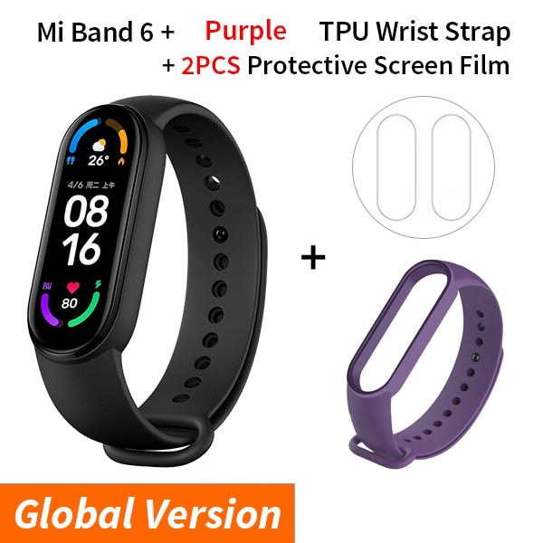 Xiaomi Mi Band 6 Smart Bracelet 1.56 AMOLED Display Blood Oxygen Fitness Traker Heart Rate Bluetooth Waterproof Miband 6