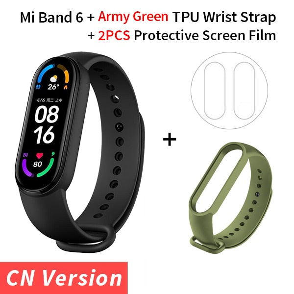 Xiaomi Mi Band 6 Smart Bracelet 1.56 AMOLED Display Blood Oxygen Fitness Traker Heart Rate Bluetooth Waterproof Miband 6