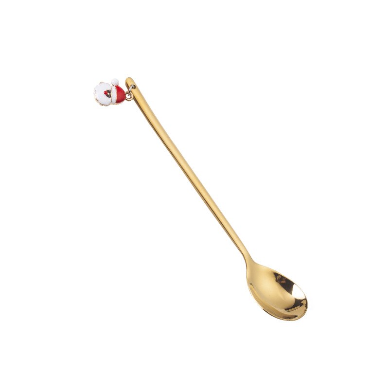 Christmas Decorations Christmas Stainless Spoon New Year 2021 Xmas Party Table Ornaments Coffee Spoon For Home Navidad Noel Gift