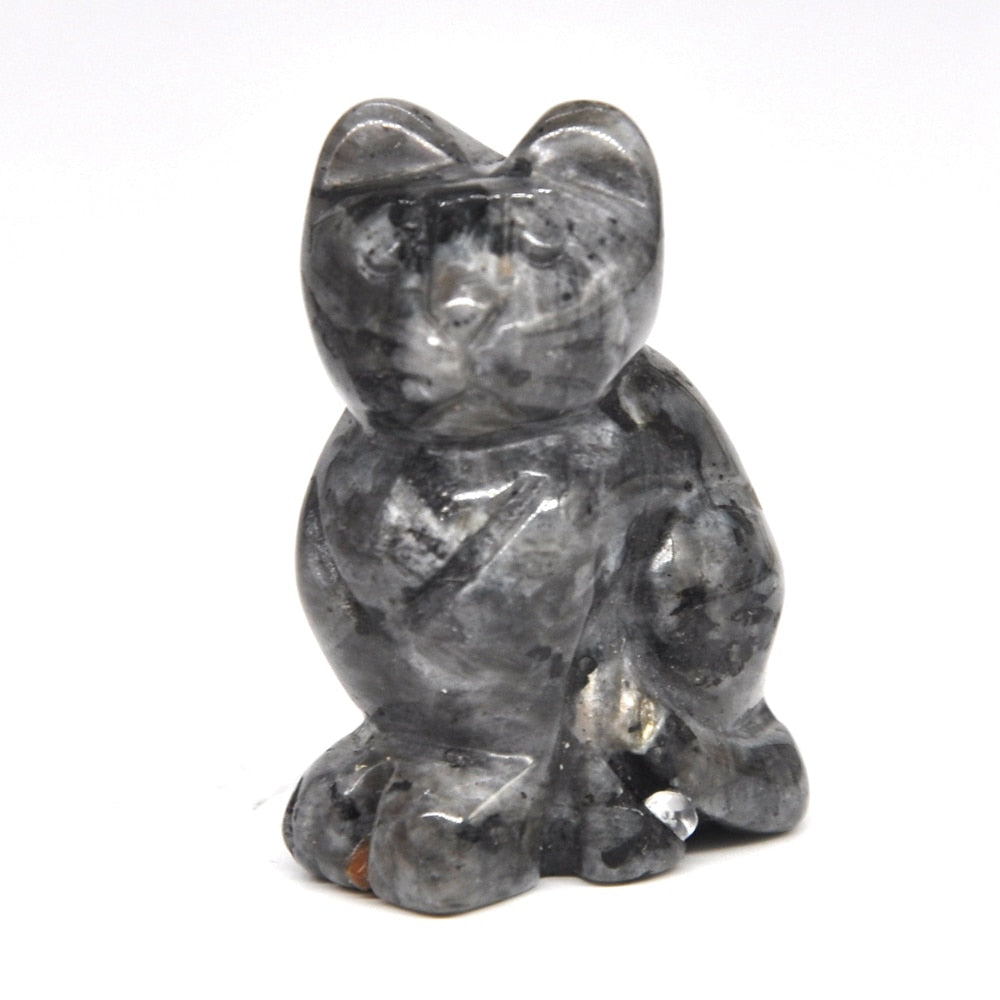 1.5&quot; Cat Statue Natural Gemstone Carving Healing Crystal Animals Figurines Reiki Stones Decoration Wholesale