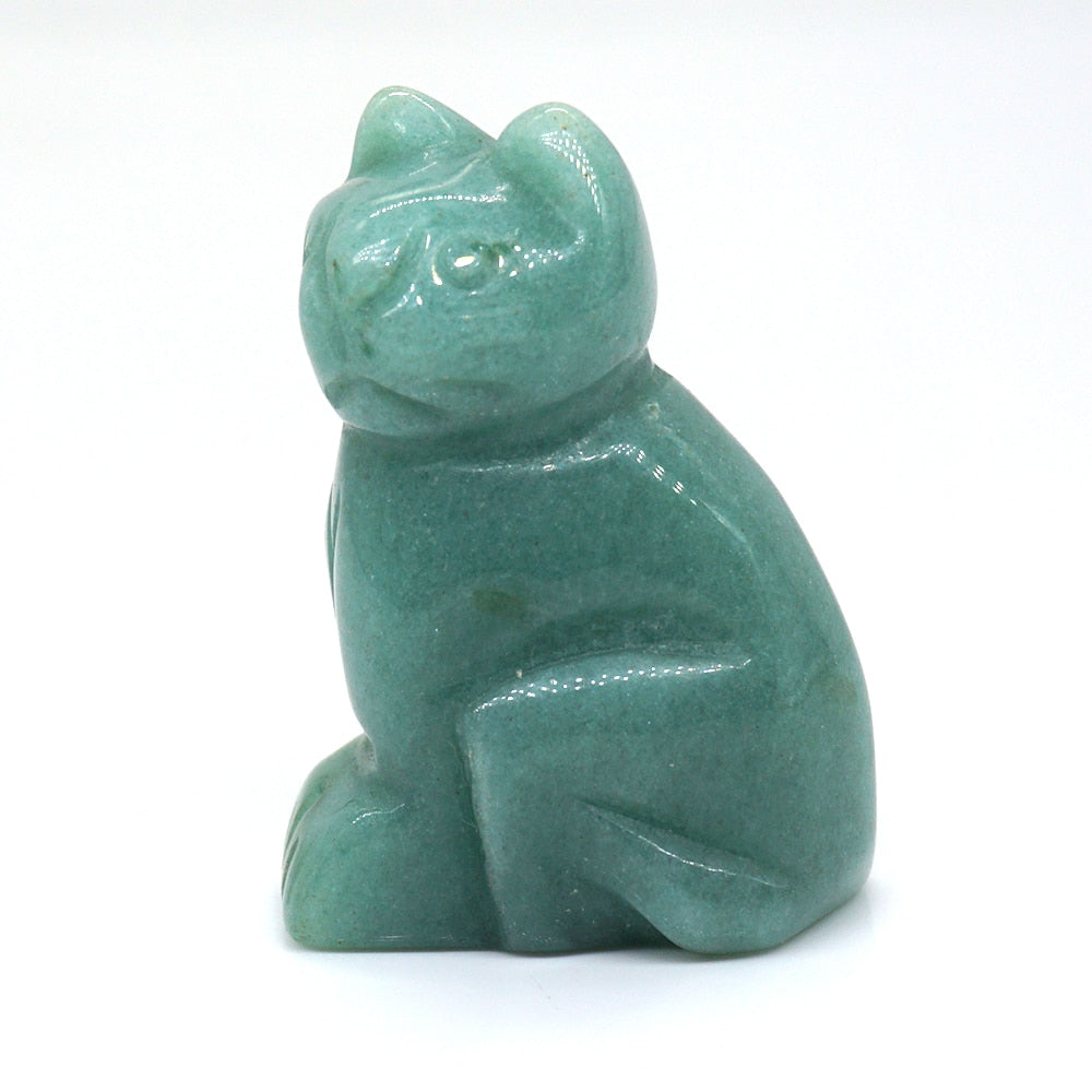 1.5&quot; Cat Statue Natural Gemstone Carving Healing Crystal Animals Figurines Reiki Stones Decoration Wholesale