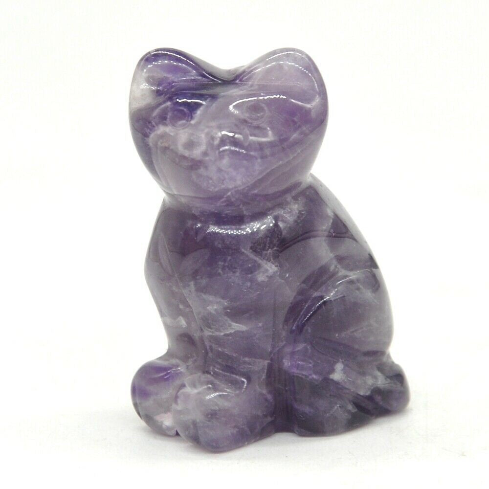 1.5&quot; Cat Statue Natural Gemstone Carving Healing Crystal Animals Figurines Reiki Stones Decoration Wholesale