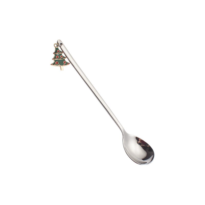 Christmas Decorations Christmas Stainless Spoon New Year 2021 Xmas Party Table Ornaments Coffee Spoon For Home Navidad Noel Gift