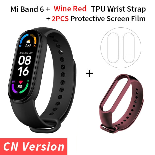 Xiaomi Mi Band 6 Smart Bracelet 1.56 AMOLED Display Blood Oxygen Fitness Traker Heart Rate Bluetooth Waterproof Miband 6
