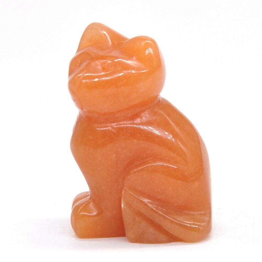 1.5&quot; Cat Statue Natural Gemstone Carving Healing Crystal Animals Figurines Reiki Stones Decoration Wholesale
