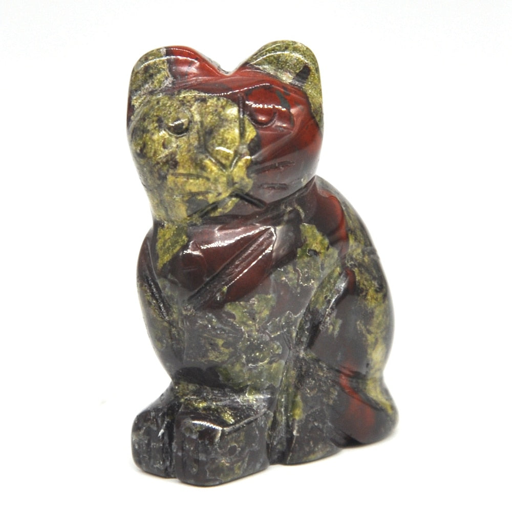 1.5&quot; Cat Statue Natural Gemstone Carving Healing Crystal Animals Figurines Reiki Stones Decoration Wholesale