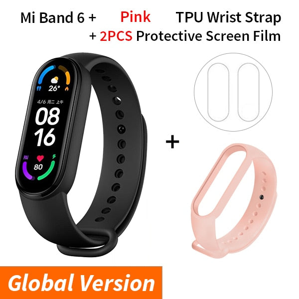 Xiaomi Mi Band 6 Smart Bracelet 1.56 AMOLED Display Blood Oxygen Fitness Traker Heart Rate Bluetooth Waterproof Miband 6
