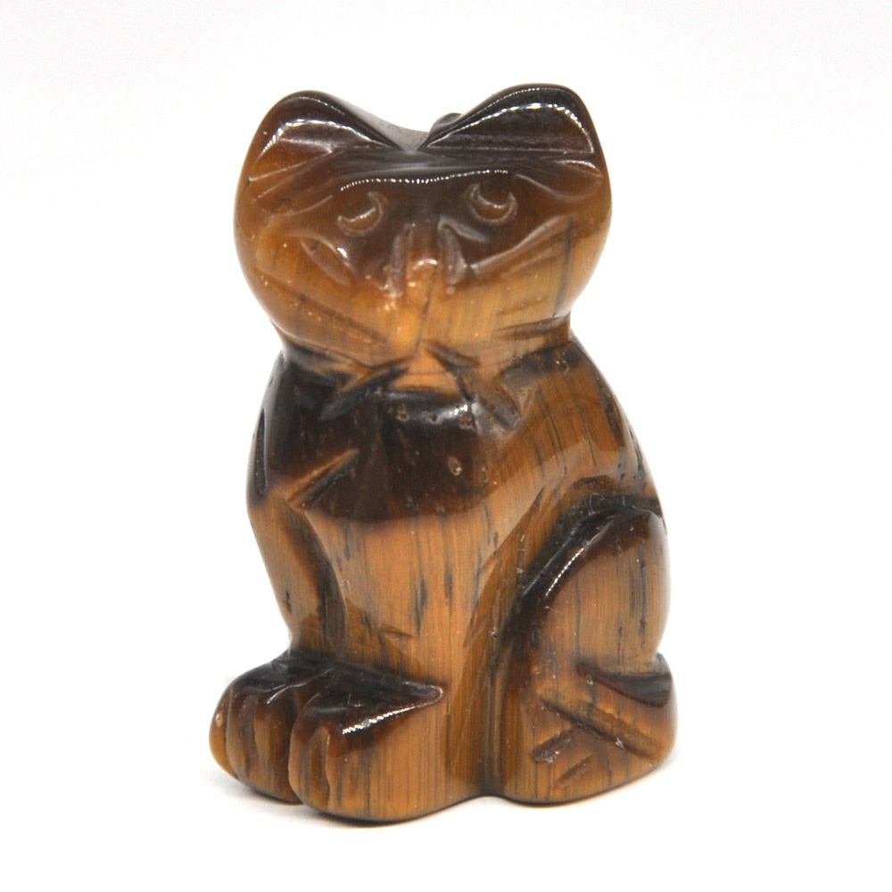 1.5&quot; Cat Statue Natural Gemstone Carving Healing Crystal Animals Figurines Reiki Stones Decoration Wholesale