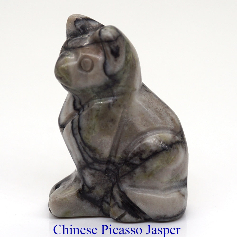 1.5&quot; Cat Statue Natural Gemstone Carving Healing Crystal Animals Figurines Reiki Stones Decoration Wholesale